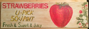 Wooden Strawberry Sign